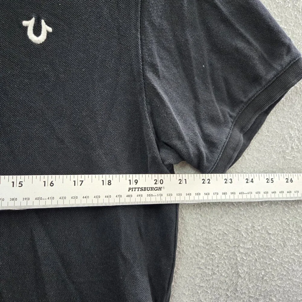 True Religion Men Polo Shirt Medium Logo Embroidered Short Sleeve Collar‎